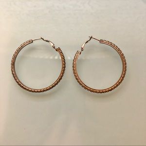 Rhinestud Jewel Silver Hoop Earrings